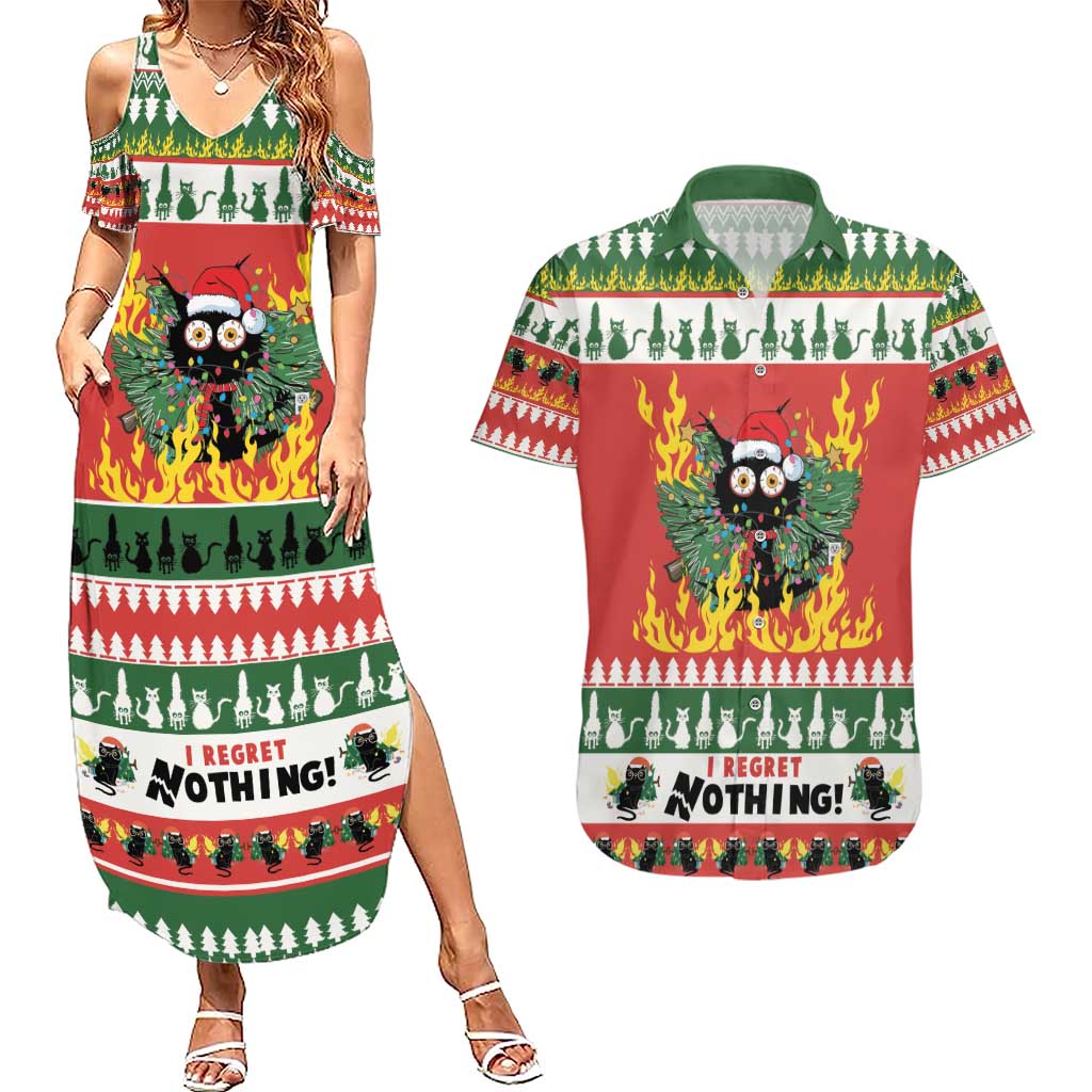 Merry Cat-Mas Couples Matching Summer Maxi Dress and Hawaiian Shirt Christmas It's Fine I'm Fine Everything is Fine LT9 - Wonder Print Shop