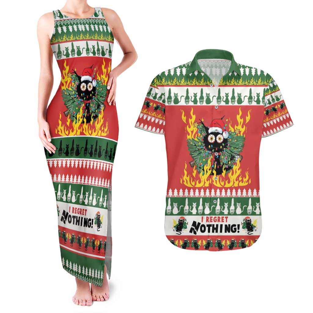 Merry Cat-Mas Couples Matching Tank Maxi Dress and Hawaiian Shirt Christmas It's Fine I'm Fine Everything is Fine LT9 - Wonder Print Shop