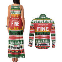 Merry Cat-Mas Couples Matching Tank Maxi Dress and Long Sleeve Button Shirt Christmas It's Fine I'm Fine Everything is Fine LT9 - Wonder Print Shop