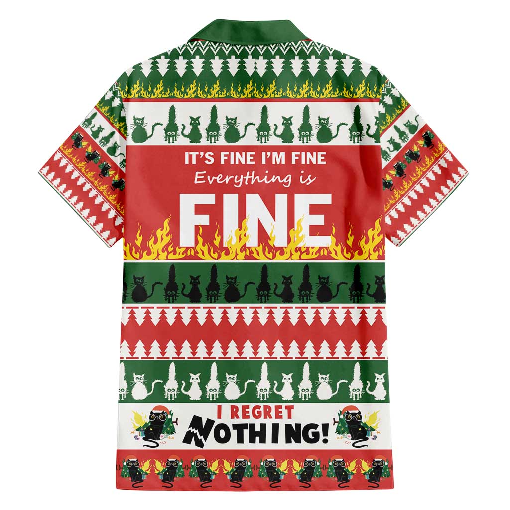 Merry Cat-Mas Family Matching Long Sleeve Bodycon Dress and Hawaiian Shirt Christmas It's Fine I'm Fine Everything is Fine LT9 - Wonder Print Shop