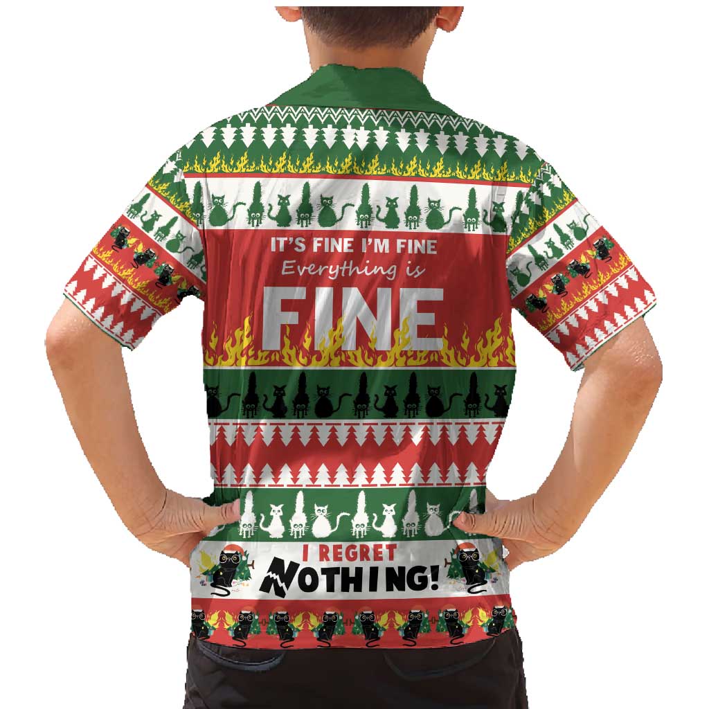 Merry Cat-Mas Family Matching Mermaid Dress and Hawaiian Shirt Christmas It's Fine I'm Fine Everything is Fine LT9 - Wonder Print Shop