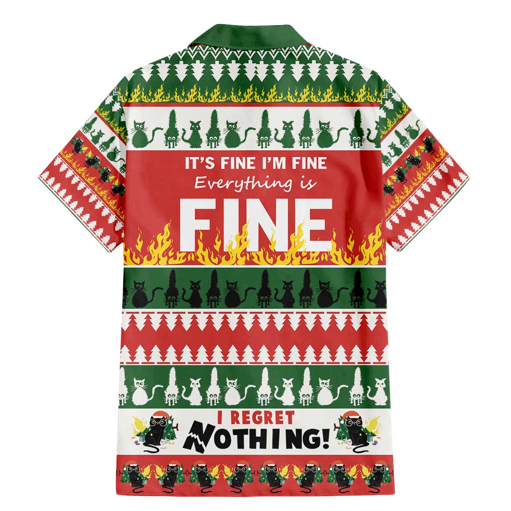 Merry Cat-Mas Family Matching Mermaid Dress and Hawaiian Shirt Christmas It's Fine I'm Fine Everything is Fine LT9 - Wonder Print Shop