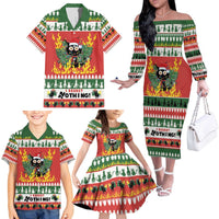 Merry Cat-Mas Family Matching Off The Shoulder Long Sleeve Dress and Hawaiian Shirt Christmas It's Fine I'm Fine Everything is Fine - Wonder Print Shop
