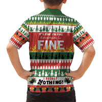 Merry Cat-Mas Family Matching Short Sleeve Bodycon Dress and Hawaiian Shirt Christmas It's Fine I'm Fine Everything is Fine - Wonder Print Shop