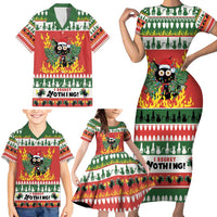 Merry Cat-Mas Family Matching Short Sleeve Bodycon Dress and Hawaiian Shirt Christmas It's Fine I'm Fine Everything is Fine - Wonder Print Shop