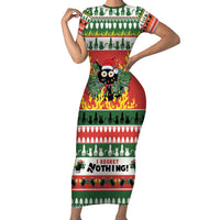 Merry Cat-Mas Family Matching Short Sleeve Bodycon Dress and Hawaiian Shirt Christmas It's Fine I'm Fine Everything is Fine - Wonder Print Shop