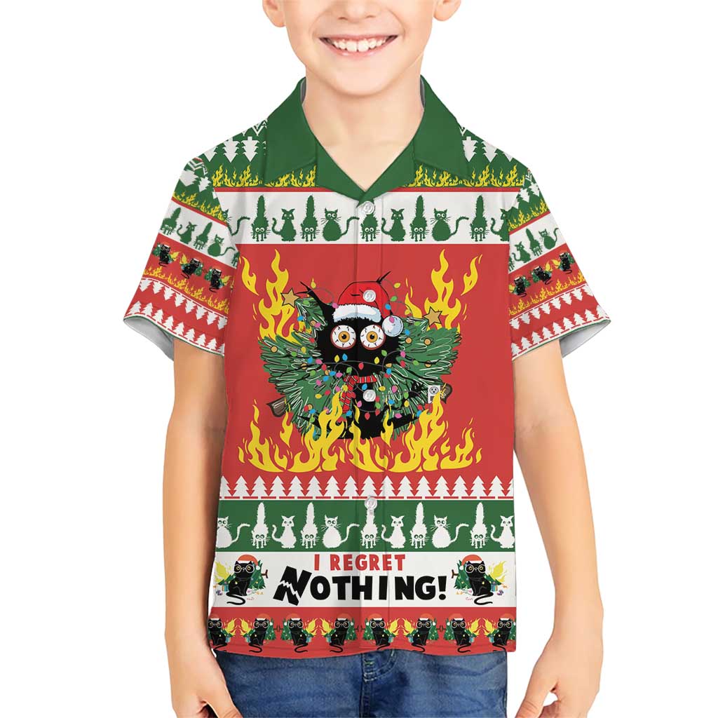 Merry Cat-Mas Family Matching Short Sleeve Bodycon Dress and Hawaiian Shirt Christmas It's Fine I'm Fine Everything is Fine - Wonder Print Shop