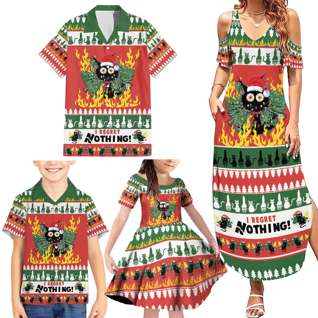 Merry Cat-Mas Family Matching Summer Maxi Dress and Hawaiian Shirt Christmas It's Fine I'm Fine Everything is Fine - Wonder Print Shop