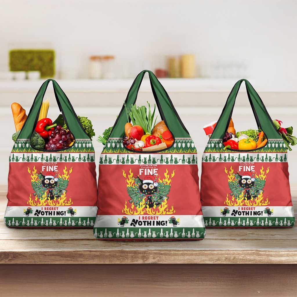 Merry Cat-Mas Grocery Bag Christmas It's Fine I'm Fine Everything is Fine