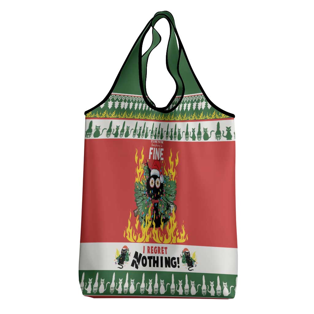 Merry Cat-Mas Grocery Bag Christmas It's Fine I'm Fine Everything is Fine