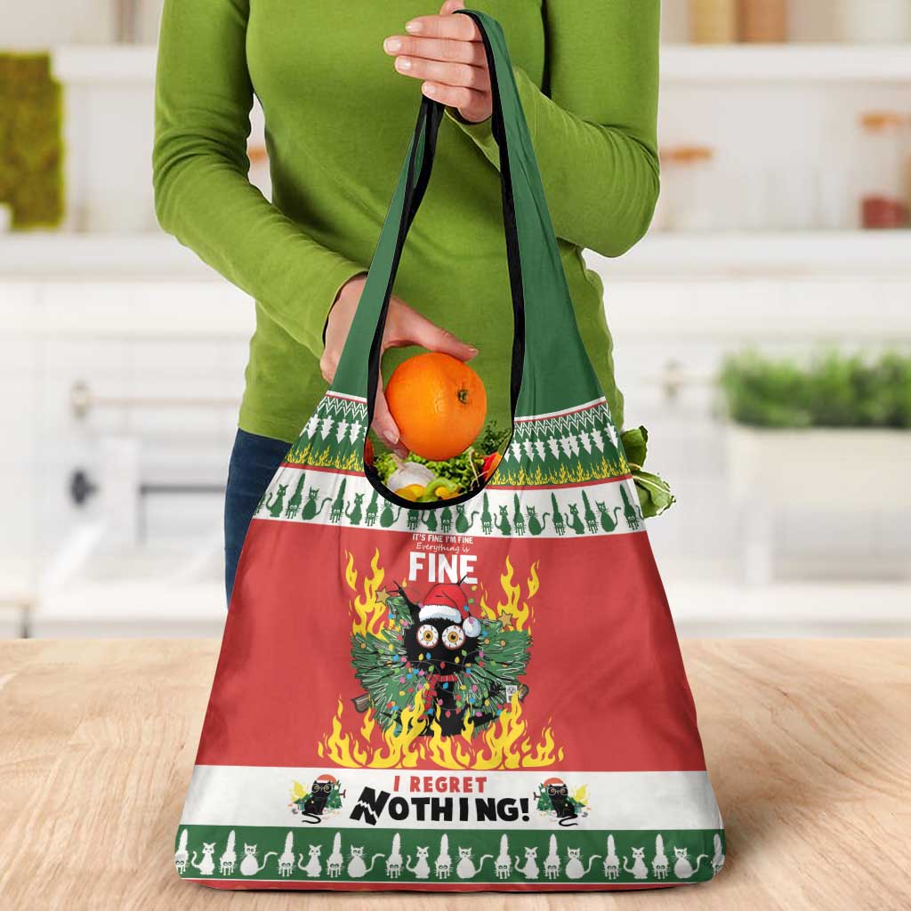 Merry Cat-Mas Grocery Bag Christmas It's Fine I'm Fine Everything is Fine