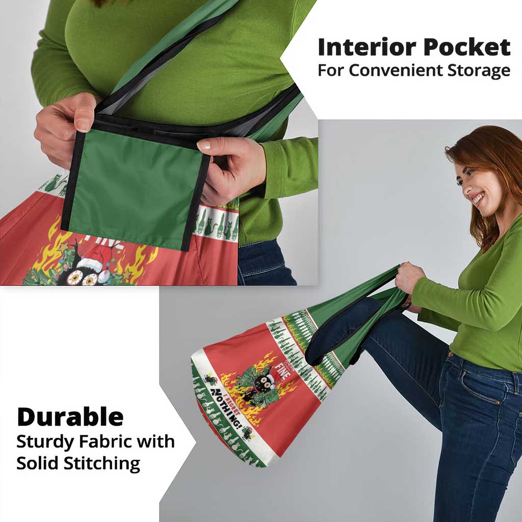 Merry Cat-Mas Grocery Bag Christmas It's Fine I'm Fine Everything is Fine