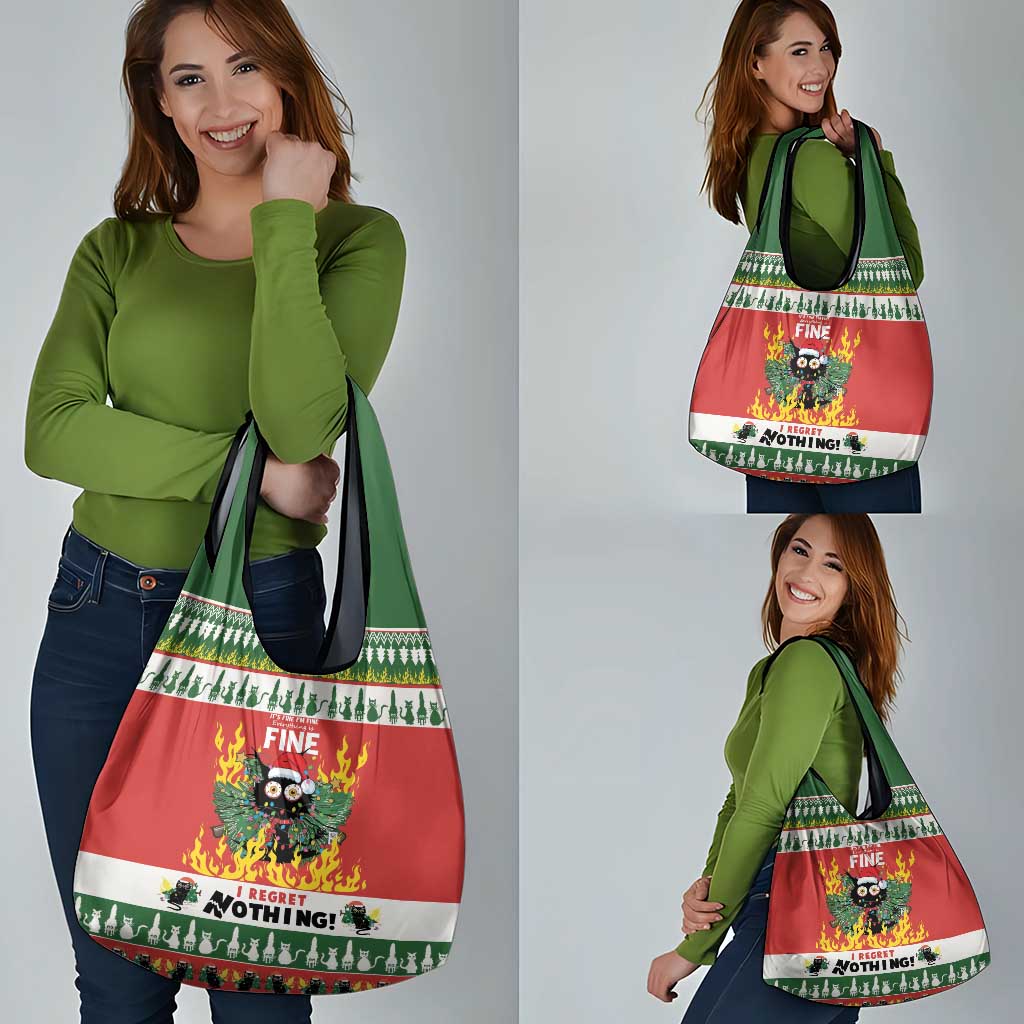 Merry Cat-Mas Grocery Bag Christmas It's Fine I'm Fine Everything is Fine