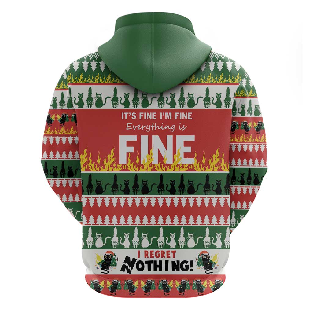 Merry Cat-Mas Hoodie Christmas It's Fine I'm Fine Everything is Fine - Wonder Print Shop