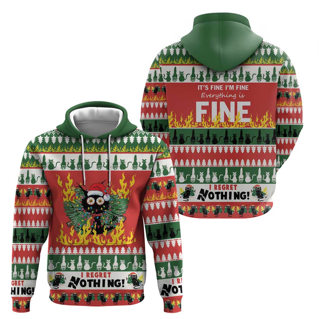 Merry Cat-Mas Hoodie Christmas It's Fine I'm Fine Everything is Fine - Wonder Print Shop