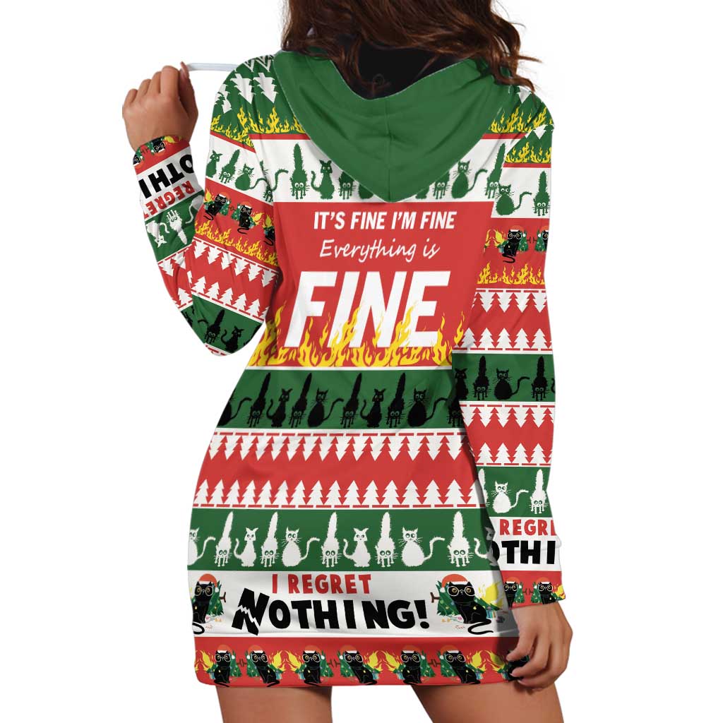 Merry Cat-Mas Hoodie Dress Christmas It's Fine I'm Fine Everything is Fine - Wonder Print Shop