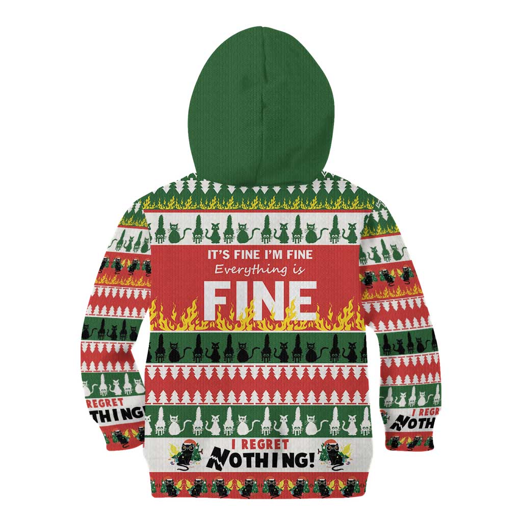 Merry Cat-Mas Kid Hoodie Christmas It's Fine I'm Fine Everything is Fine - Wonder Print Shop