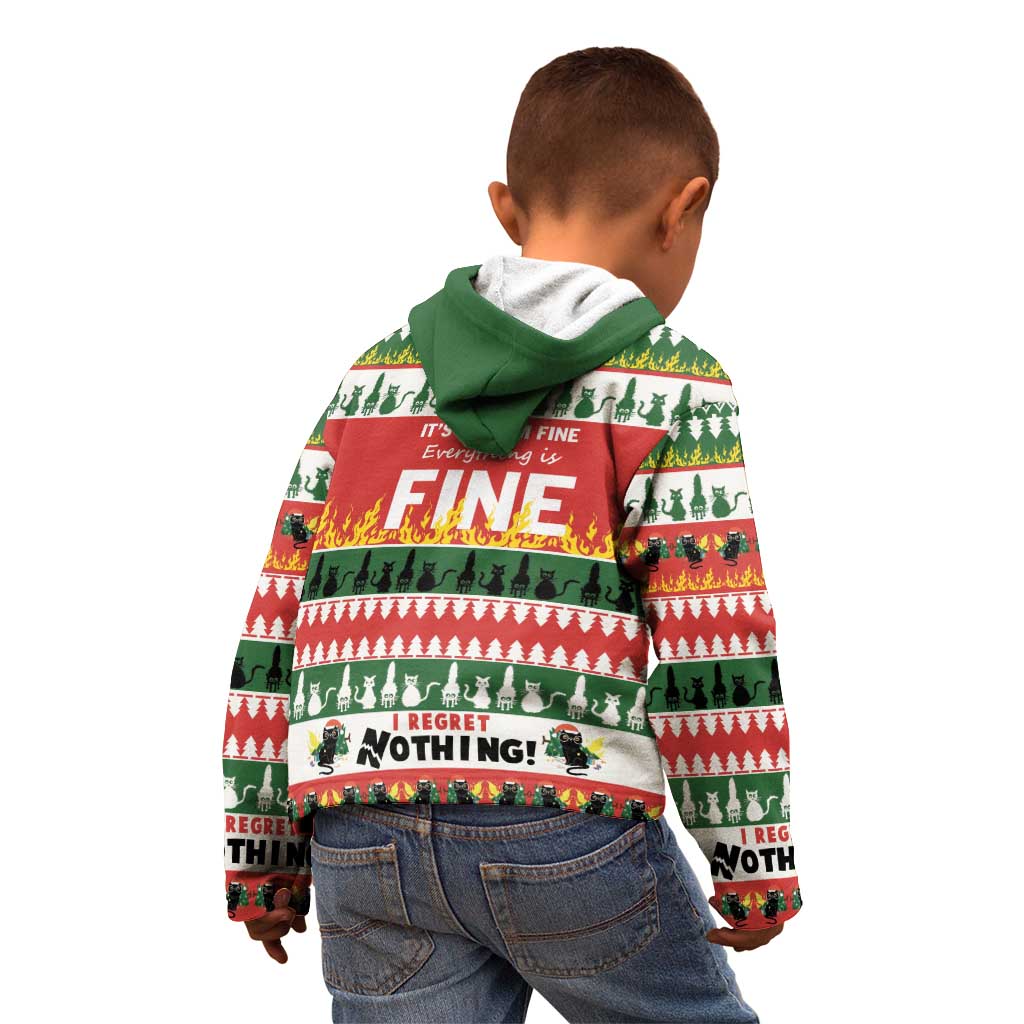 Merry Cat-Mas Kid Hoodie Christmas It's Fine I'm Fine Everything is Fine - Wonder Print Shop