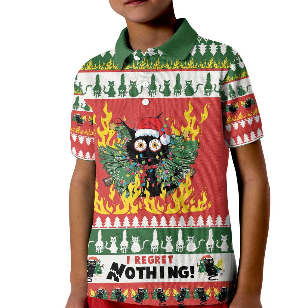 Merry Cat-Mas Kid Polo Shirt Christmas It's Fine I'm Fine Everything is Fine - Wonder Print Shop
