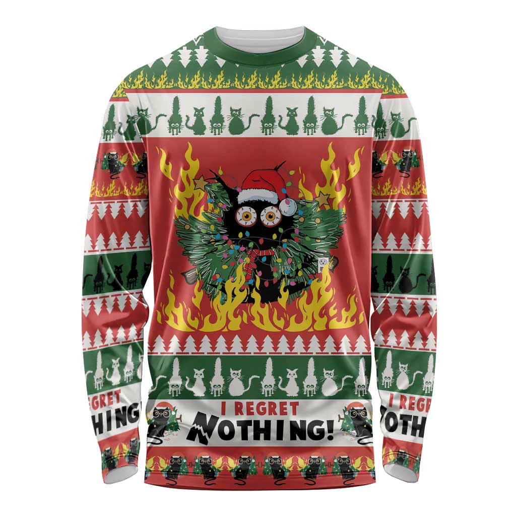 Merry Cat-Mas Long Sleeve Shirt Christmas It's Fine I'm Fine Everything is Fine - Wonder Print Shop