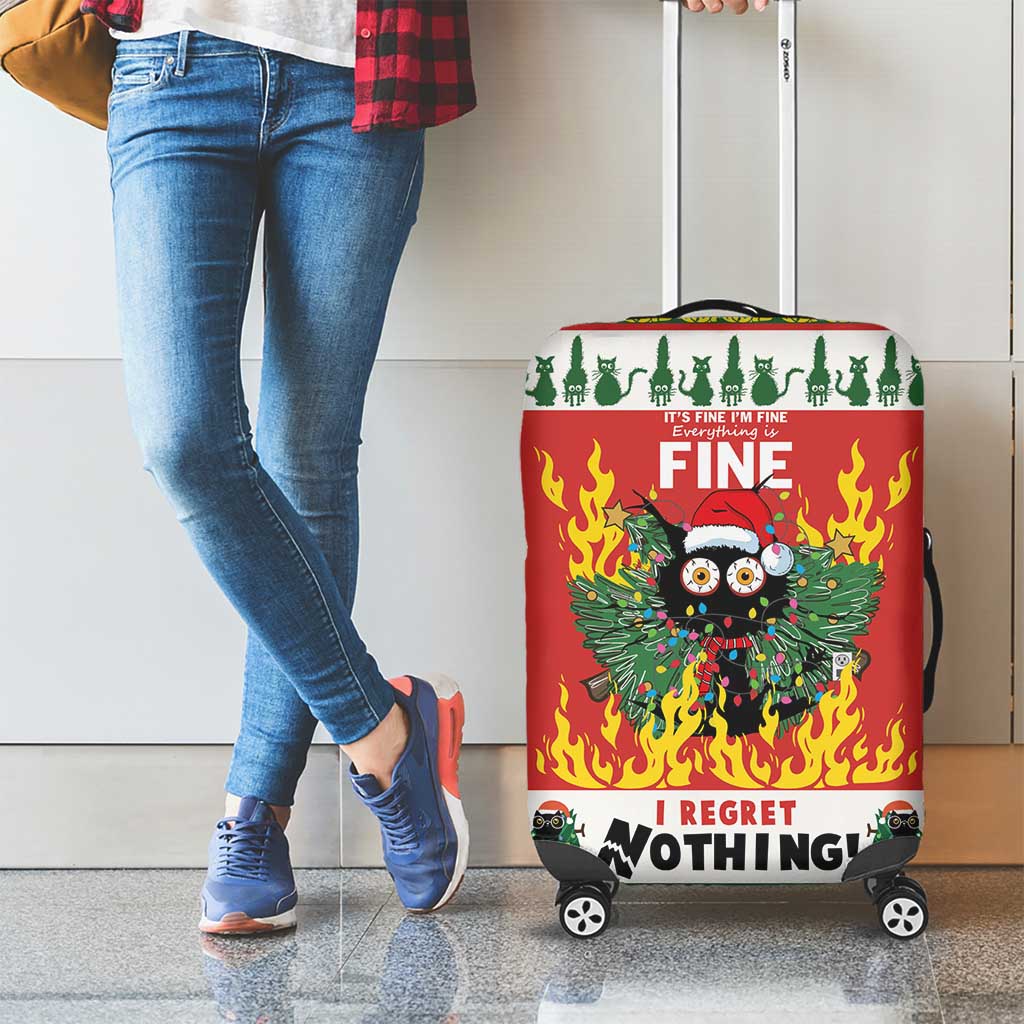 Merry Cat-Mas Luggage Cover Christmas It's Fine I'm Fine Everything is Fine - Wonder Print Shop