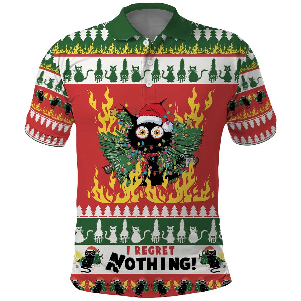 Merry Cat-Mas Polo Shirt Christmas It's Fine I'm Fine Everything is Fine - Wonder Print Shop