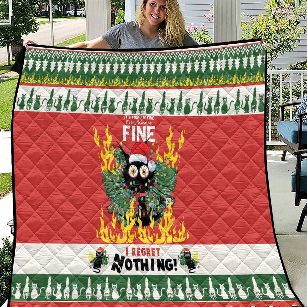Merry Cat-Mas Quilt Christmas It's Fine I'm Fine Everything is Fine - Wonder Print Shop