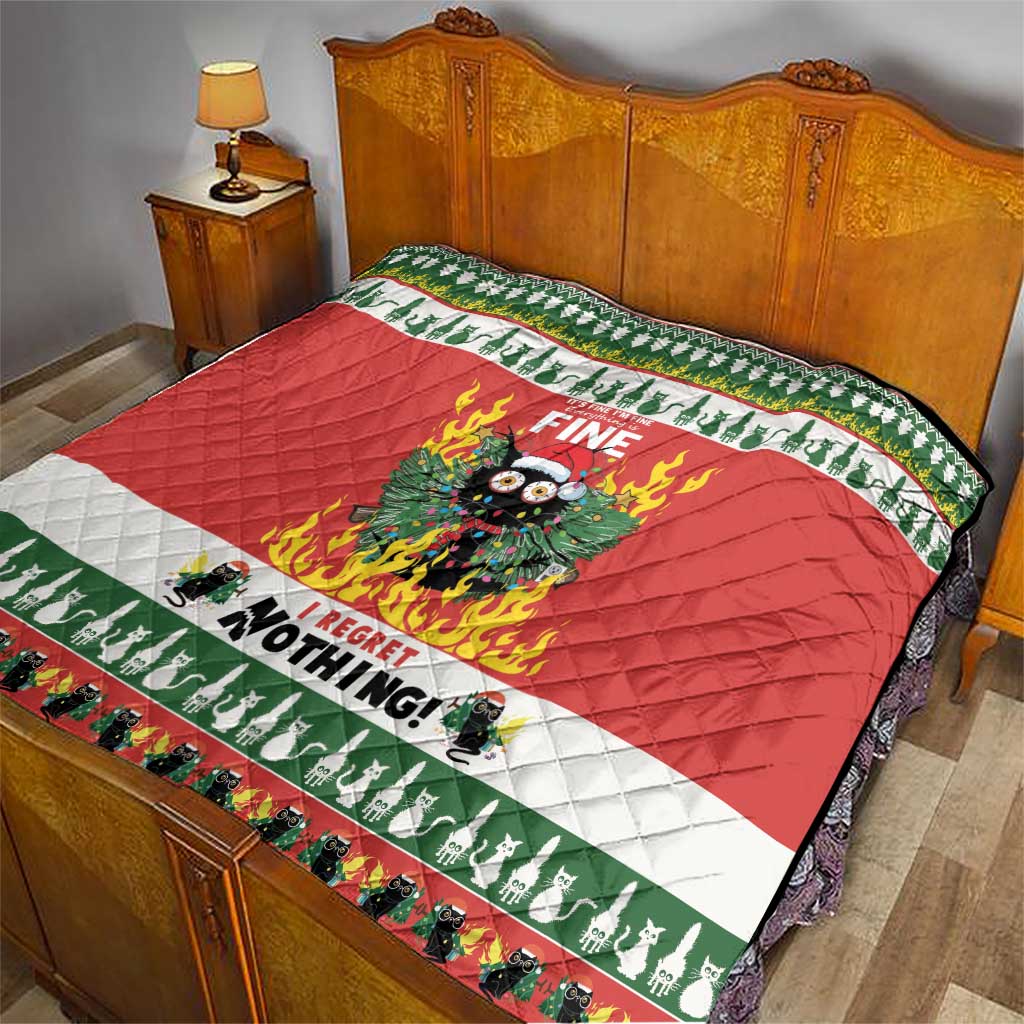 Merry Cat-Mas Quilt Christmas It's Fine I'm Fine Everything is Fine - Wonder Print Shop