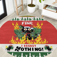 Merry Cat-Mas Round Carpet Christmas It's Fine I'm Fine Everything is Fine