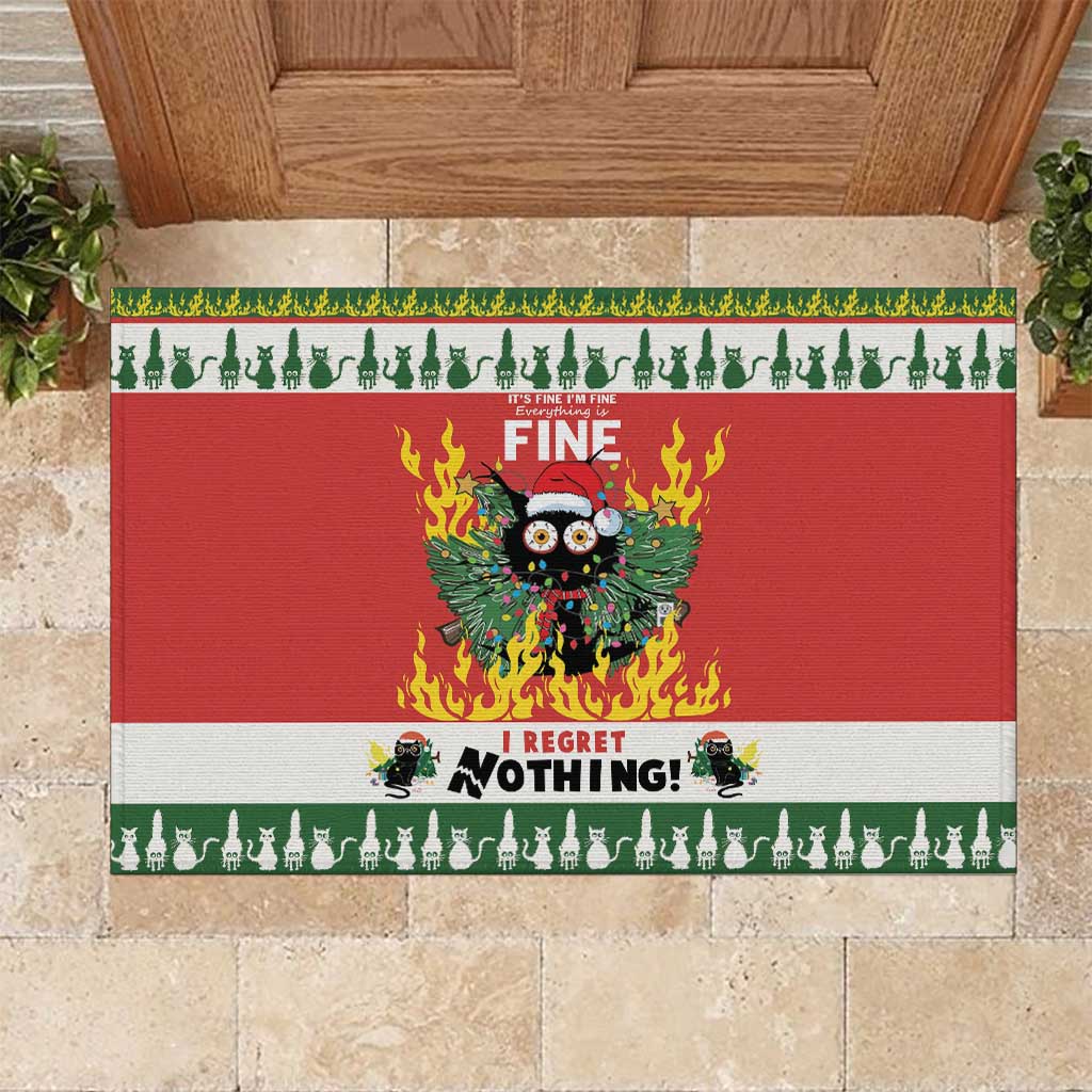 Merry Cat-Mas Rubber Doormat Christmas It's Fine I'm Fine Everything is Fine - Wonder Print Shop