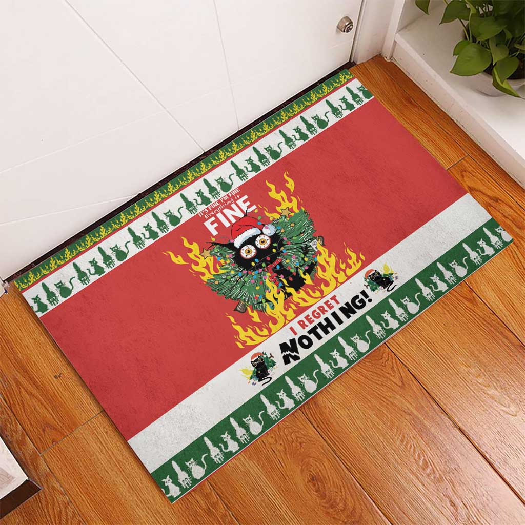 Merry Cat-Mas Rubber Doormat Christmas It's Fine I'm Fine Everything is Fine - Wonder Print Shop