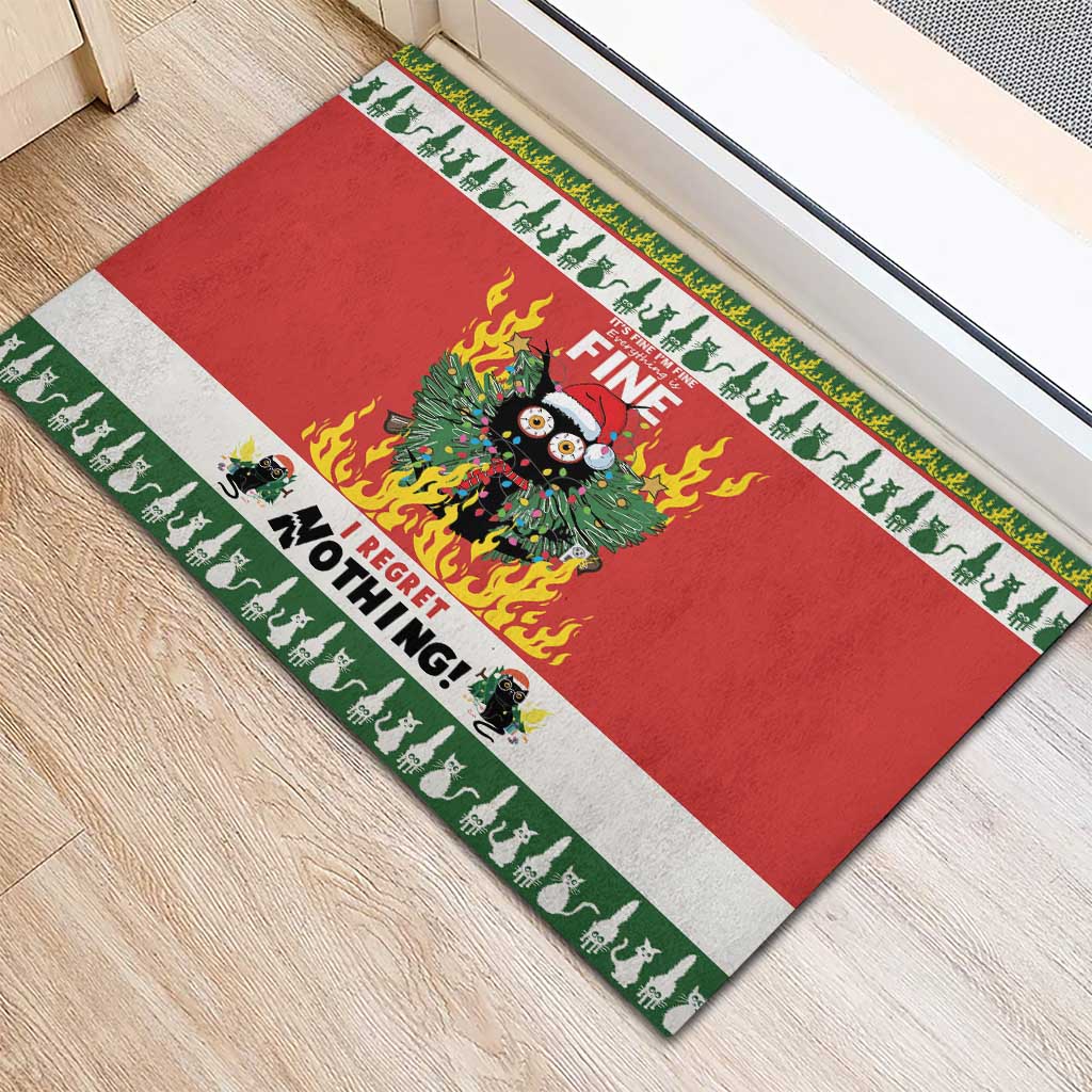 Merry Cat-Mas Rubber Doormat Christmas It's Fine I'm Fine Everything is Fine - Wonder Print Shop