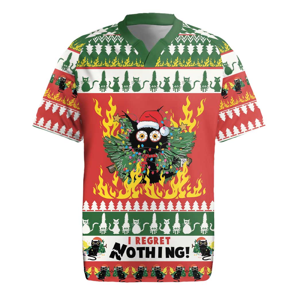 Merry Cat-Mas Rugby Jersey Christmas It's Fine I'm Fine Everything is Fine - Wonder Print Shop