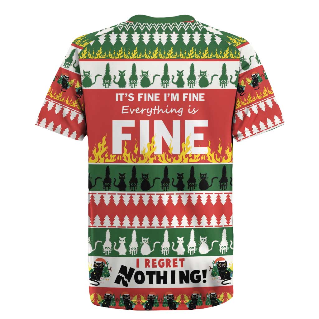 Merry Cat-Mas Rugby Jersey Christmas It's Fine I'm Fine Everything is Fine - Wonder Print Shop