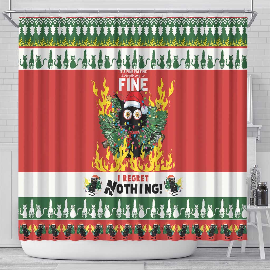 Merry Cat-Mas Shower Curtain Christmas It's Fine I'm Fine Everything is Fine