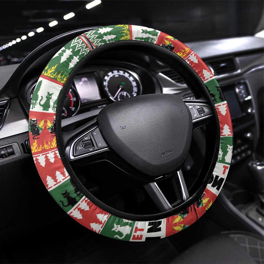 Merry Cat-Mas Steering Wheel Cover Christmas It's Fine I'm Fine Everything is Fine - Wonder Print Shop