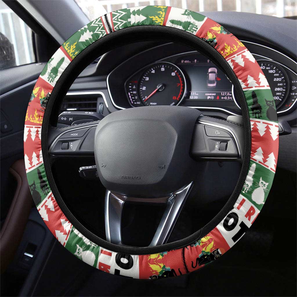Merry Cat-Mas Steering Wheel Cover Christmas It's Fine I'm Fine Everything is Fine - Wonder Print Shop