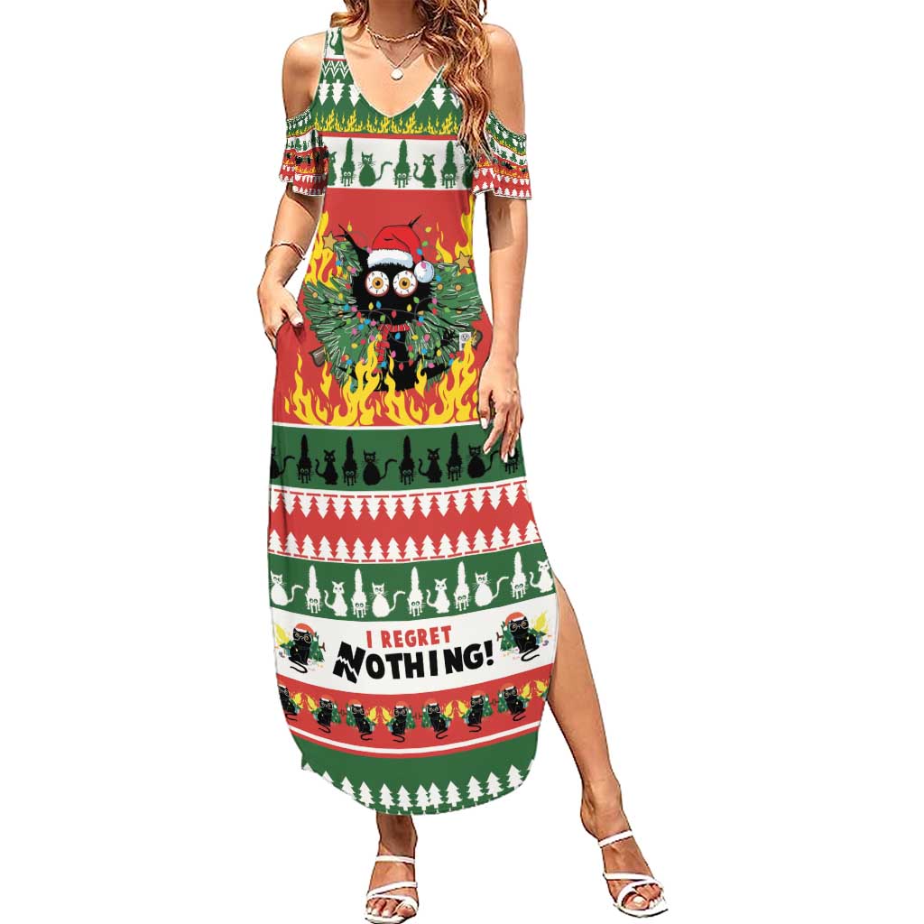 Merry Cat-Mas Summer Maxi Dress Christmas It's Fine I'm Fine Everything is Fine - Wonder Print Shop
