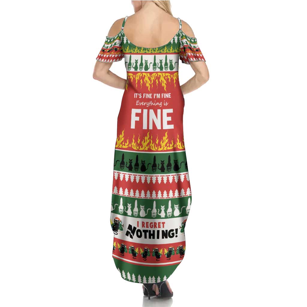 Merry Cat-Mas Summer Maxi Dress Christmas It's Fine I'm Fine Everything is Fine - Wonder Print Shop