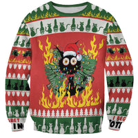 Merry Cat-Mas Sweatshirt Christmas It's Fine I'm Fine Everything is Fine - Wonder Print Shop