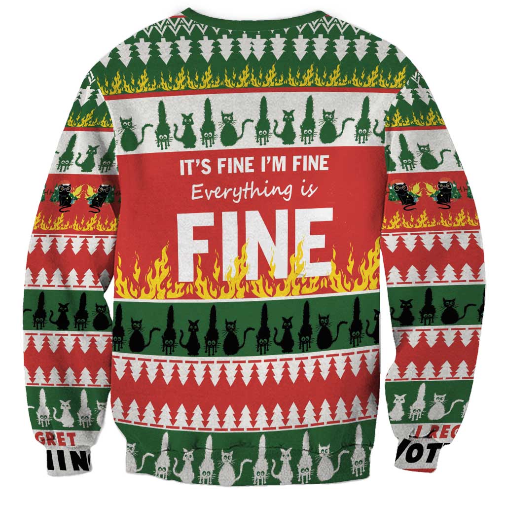 Merry Cat-Mas Sweatshirt Christmas It's Fine I'm Fine Everything is Fine - Wonder Print Shop