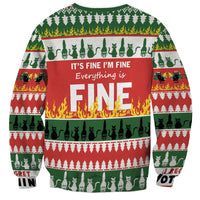 Merry Cat-Mas Sweatshirt Christmas It's Fine I'm Fine Everything is Fine - Wonder Print Shop