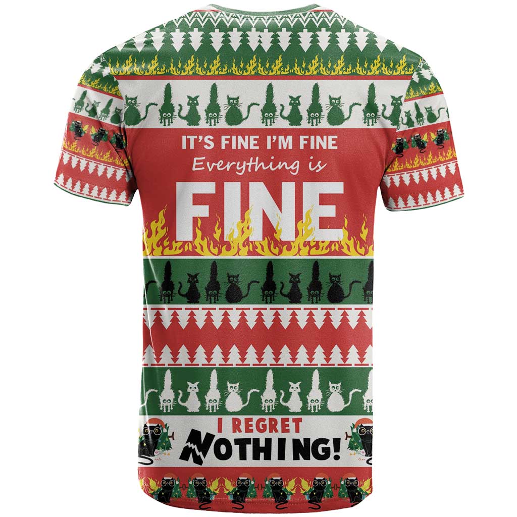 Merry Cat-Mas T Shirt Christmas It's Fine I'm Fine Everything is Fine - Wonder Print Shop