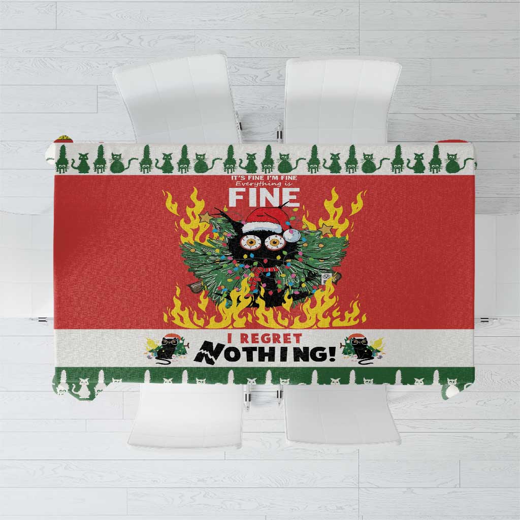 Merry Cat-Mas Tablecloth Christmas It's Fine I'm Fine Everything is Fine - Wonder Print Shop