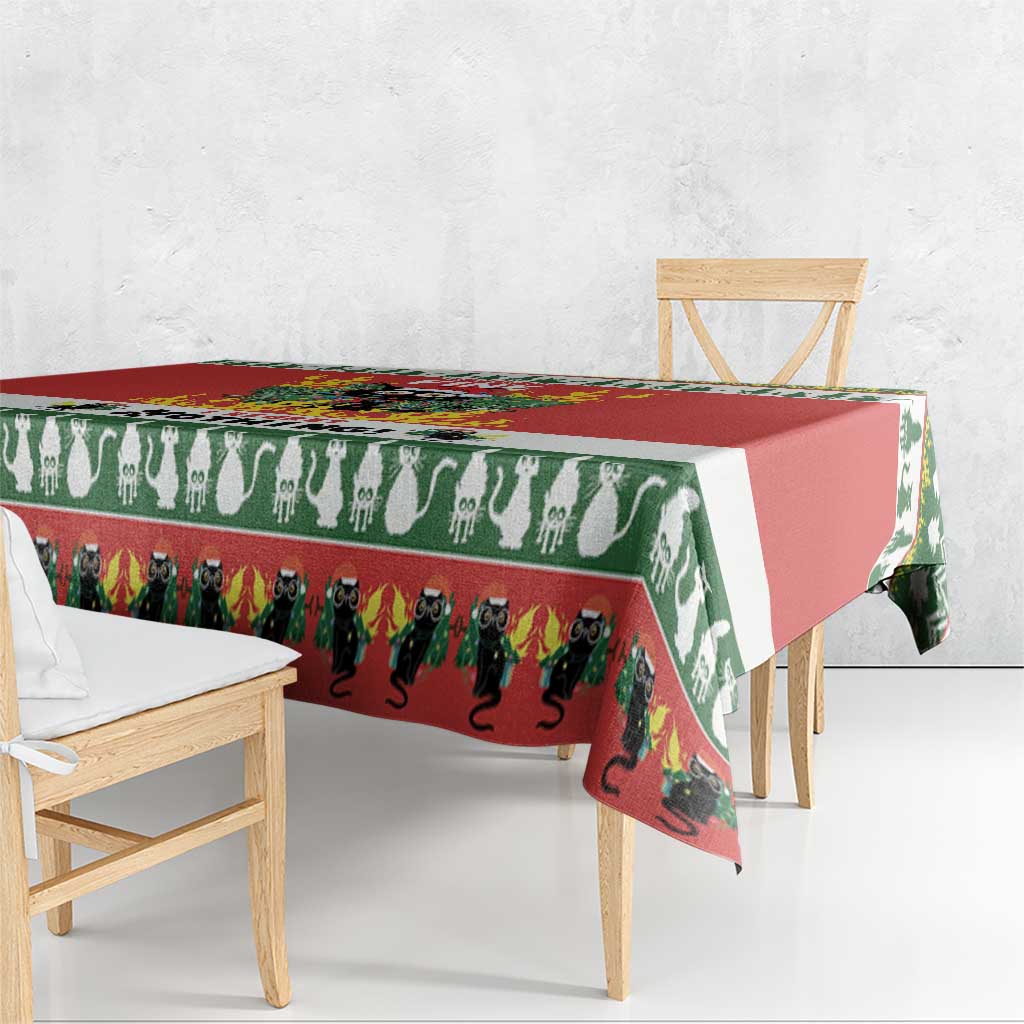 Merry Cat-Mas Tablecloth Christmas It's Fine I'm Fine Everything is Fine - Wonder Print Shop