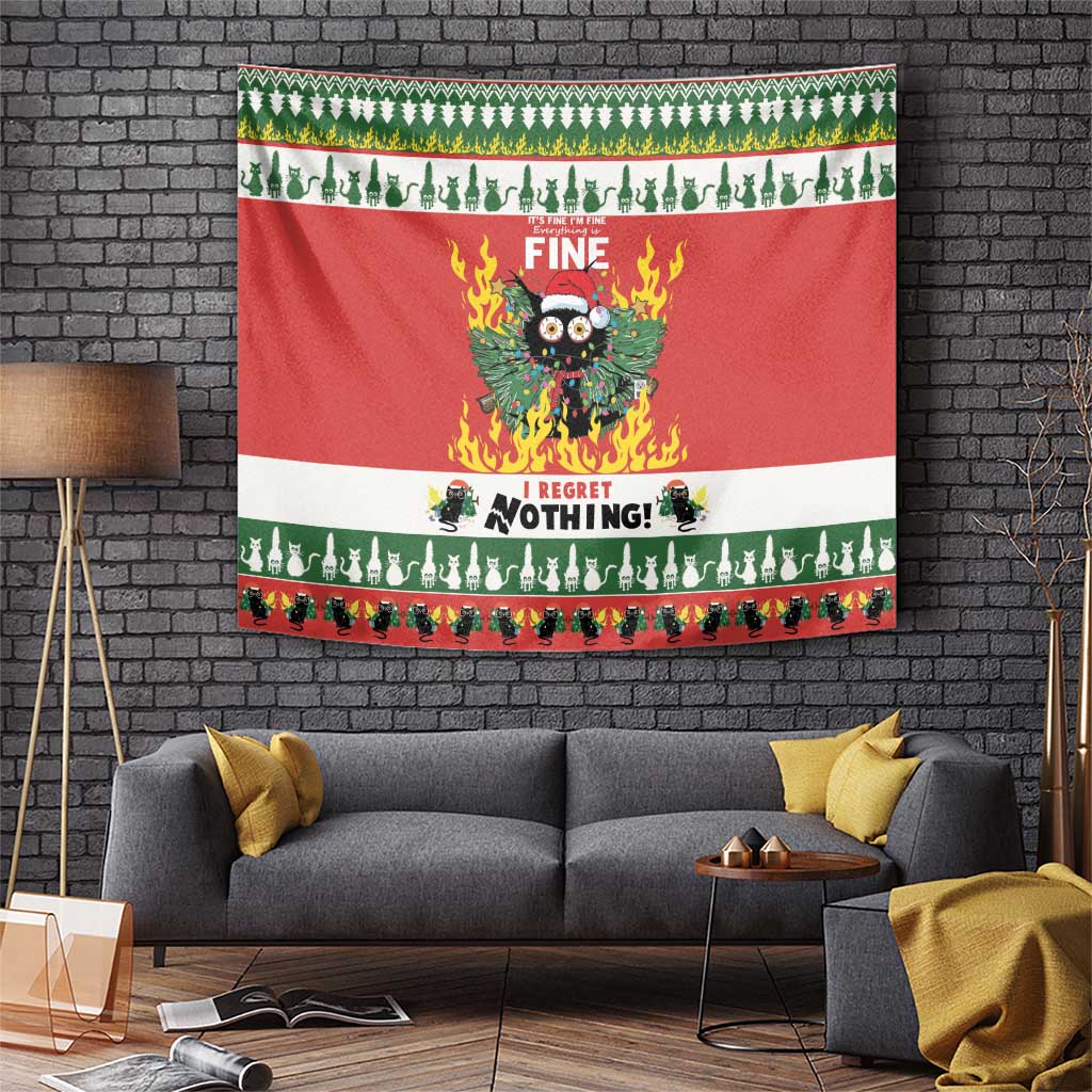 Merry Cat-Mas Tapestry Christmas It's Fine I'm Fine Everything is Fine - Wonder Print Shop