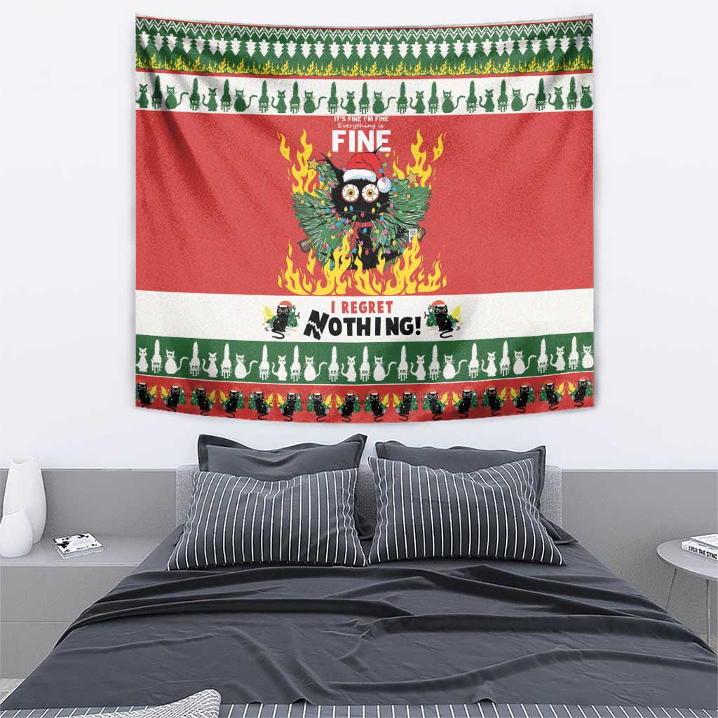 Merry Cat-Mas Tapestry Christmas It's Fine I'm Fine Everything is Fine - Wonder Print Shop