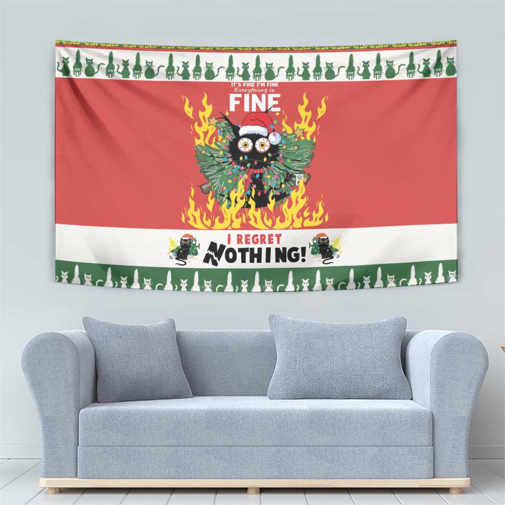 Merry Cat-Mas Tapestry Christmas It's Fine I'm Fine Everything is Fine - Wonder Print Shop