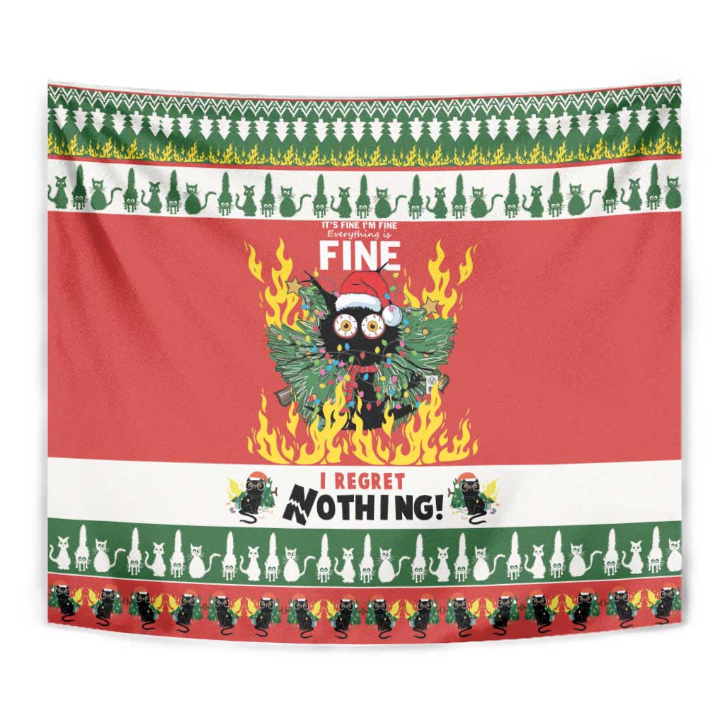 Merry Cat-Mas Tapestry Christmas It's Fine I'm Fine Everything is Fine - Wonder Print Shop