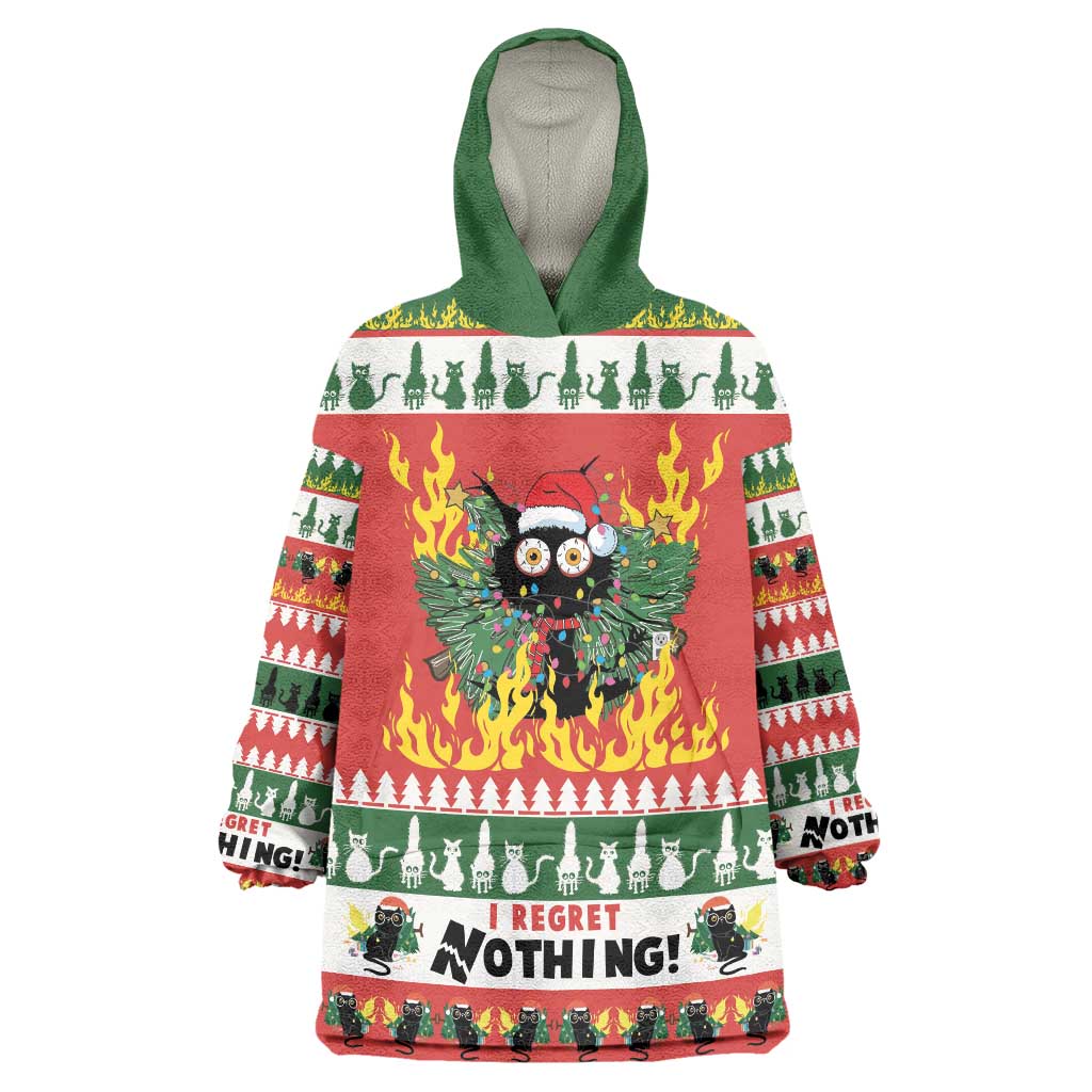 Merry Cat-Mas Wearable Blanket Hoodie Christmas It's Fine I'm Fine Everything is Fine - Wonder Print Shop